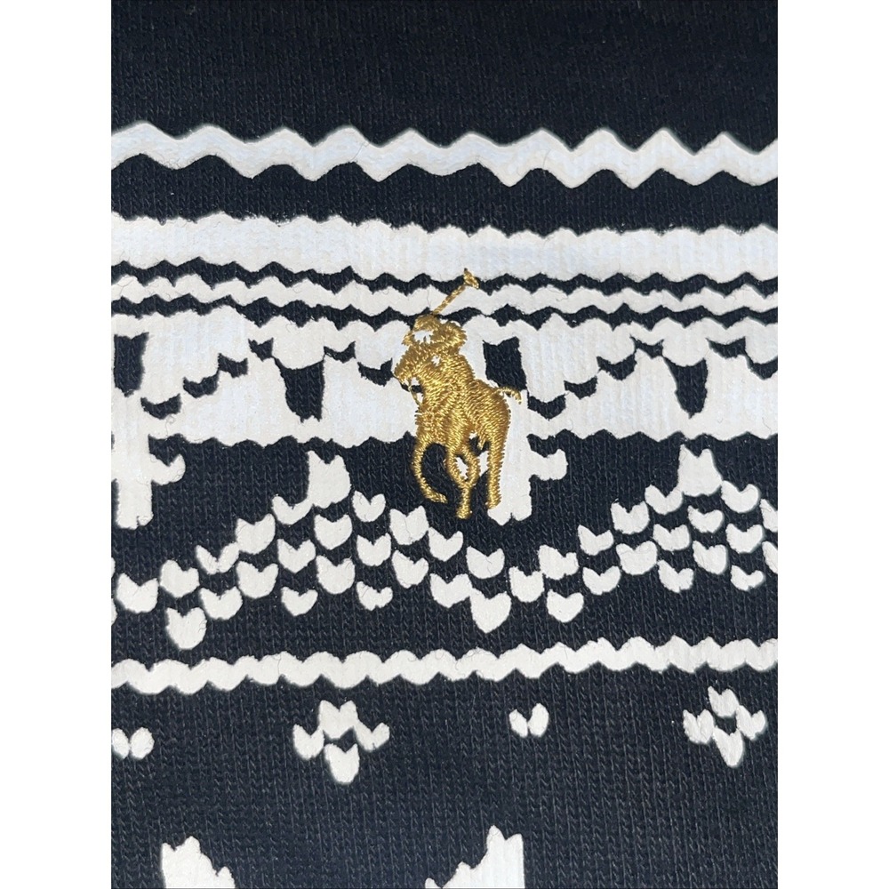 Polo Ralph Lauren Men's Size Medium Sweater Estate Rib Black Snowflake 1/4 Zip - Picture 6 of 8